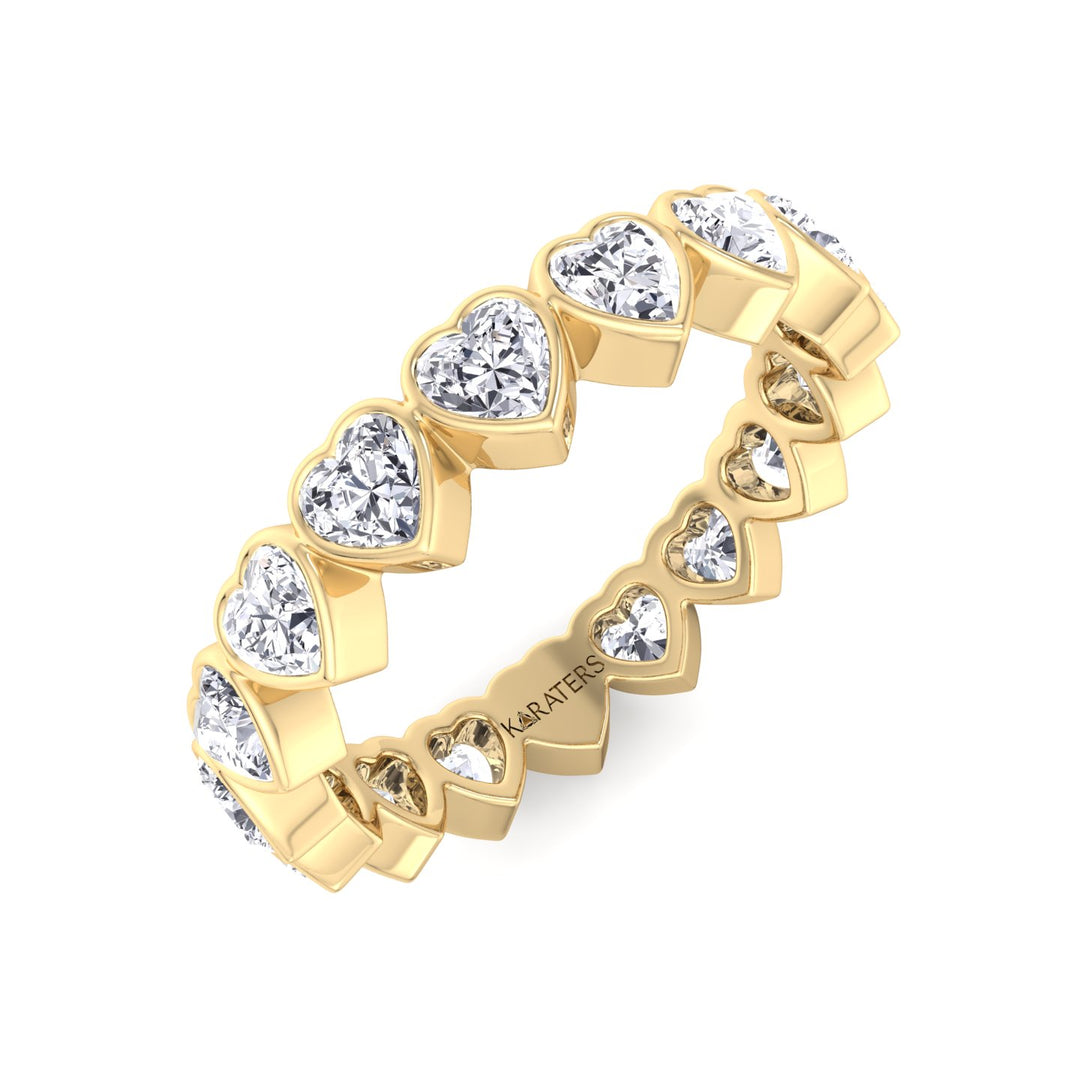 Bezel Set Heart Shape Lab Grown Diamond Eternity Band