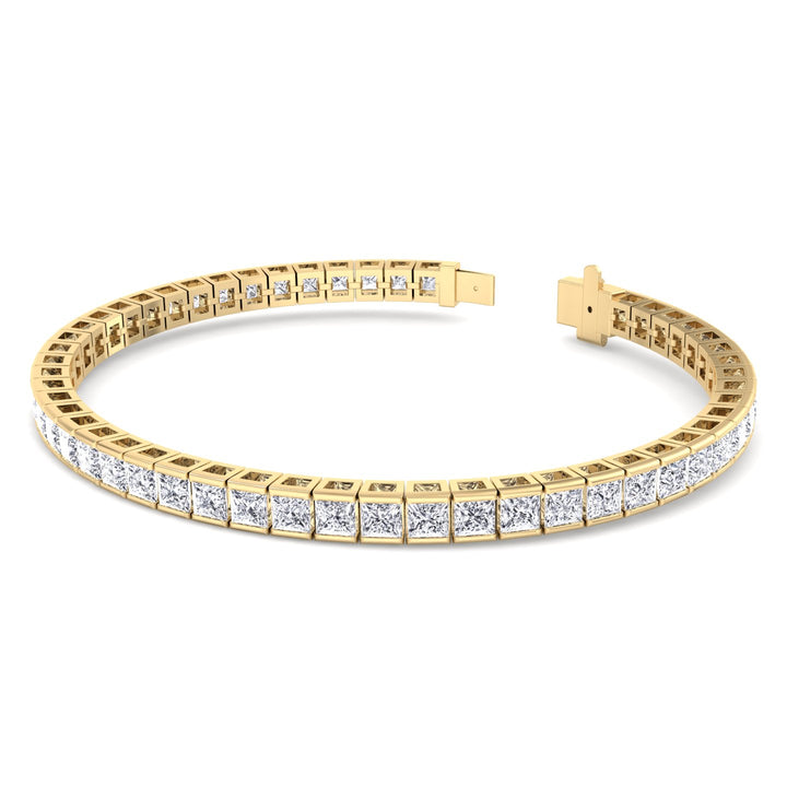Princess Cut Lab Grown Diamond Tennis Bracelet 14K Solid Gold 10.50CT Yellow Gold