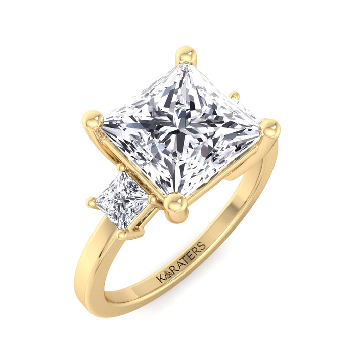 Princess Cut Lab Grown Diamond Solitaire Engagement Ring With A Halo