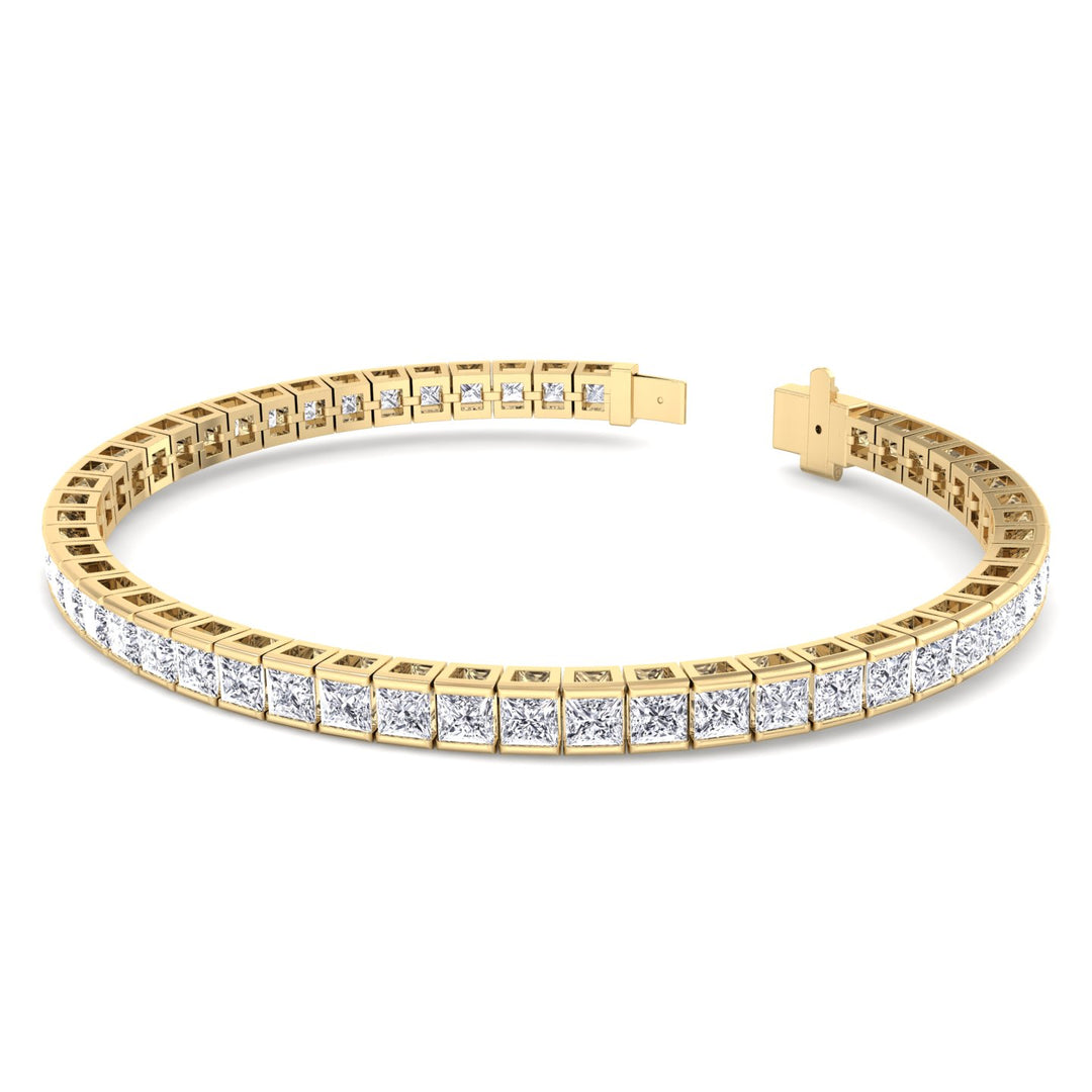 Princess Cut Lab Grown Diamond Tennis Bracelet 18K Solid Gold 10.50CT Yellow Gold