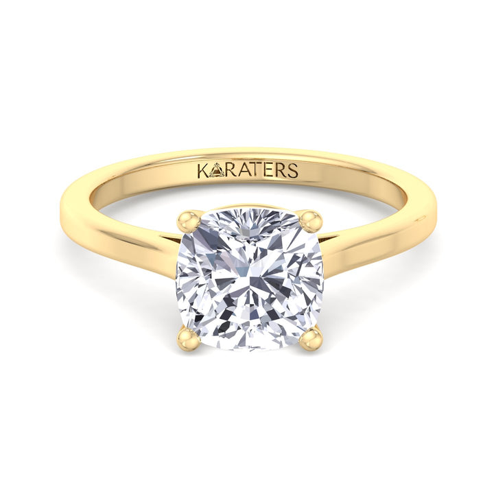 Cushion Cut Solitaire Lab Grown Diamond Engagement Ring