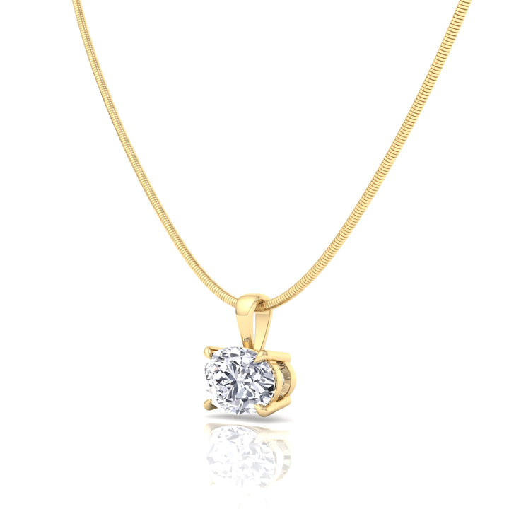 Oval-Cut Lab- Grown -Diamond Necklace on-A Omega Chain - 14K- Yellow Gold