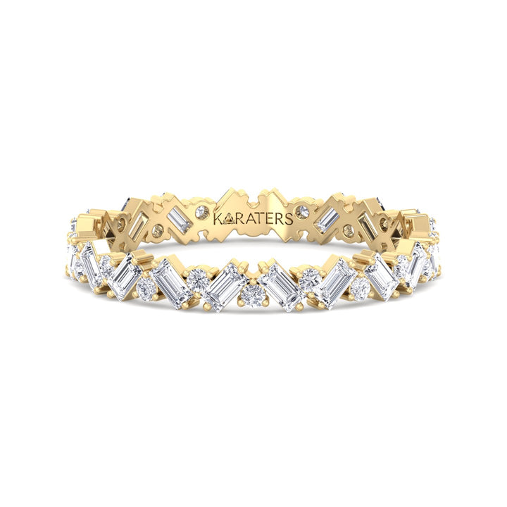 Round and Baguette Shape Lab Grown Diamond Offset Band