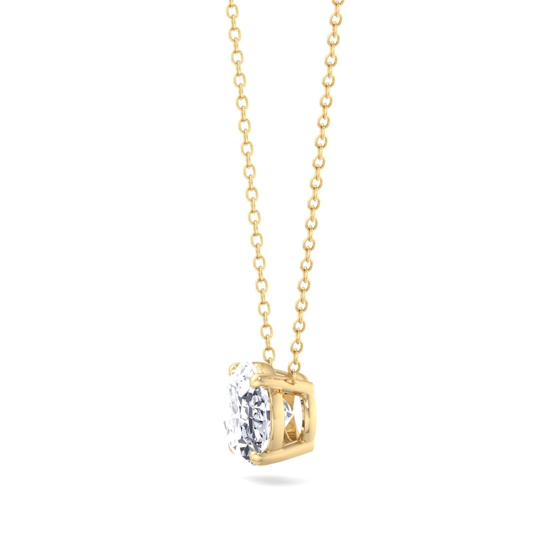 Floating Oval Shape Lab Grown Diamond Pendant-Yellow Gold- 1CT-5CT