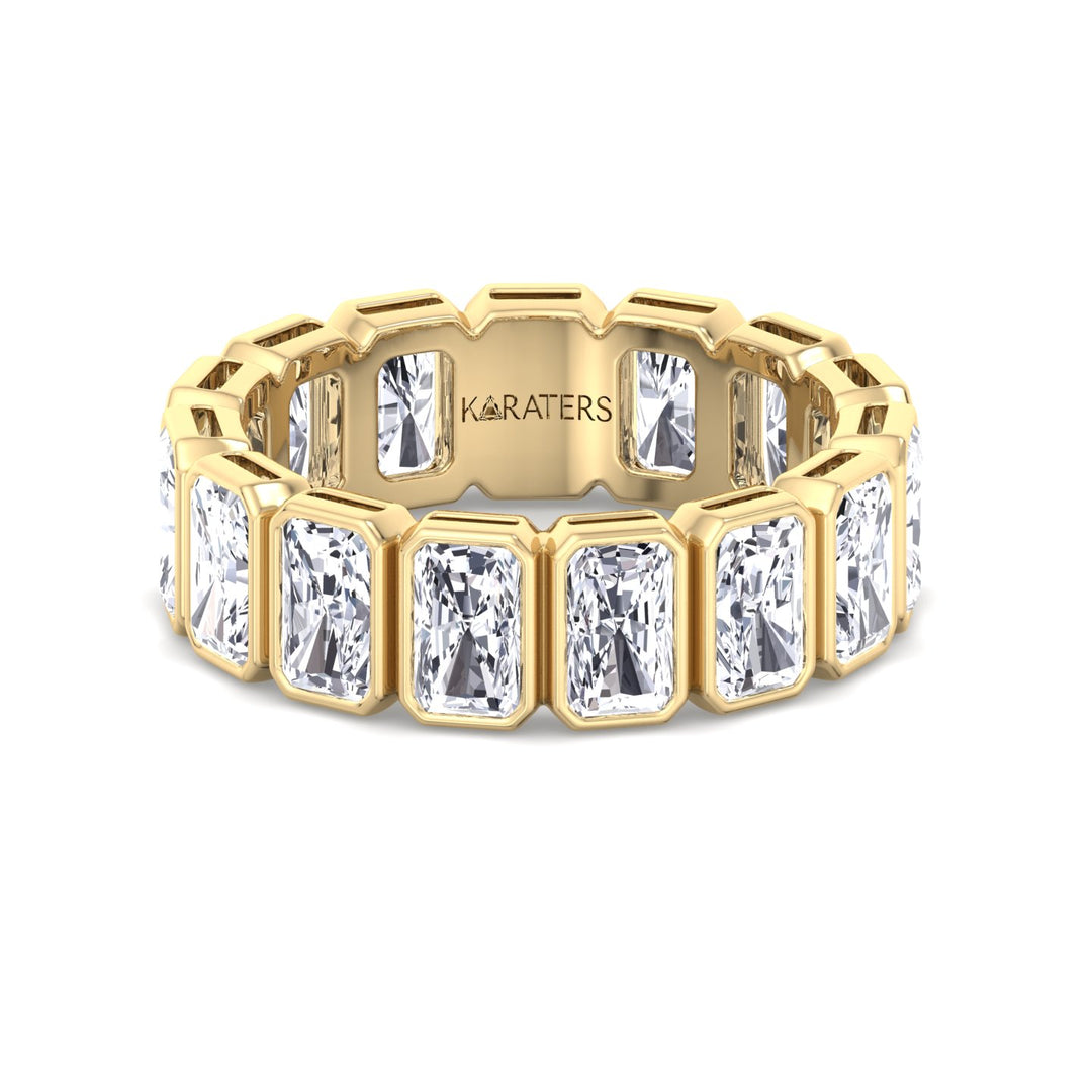 Bezel Set Radiant Shape Lab Grown Diamond Eternity Band Yellow