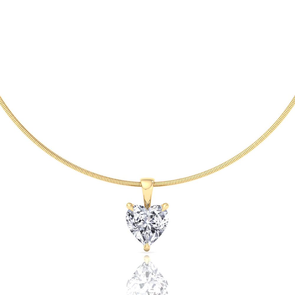 Heart-Cut Lab Grown Diamond -Necklace -on -A Omega Chain-1.5CT-2CT-3CT-4CT-5CT