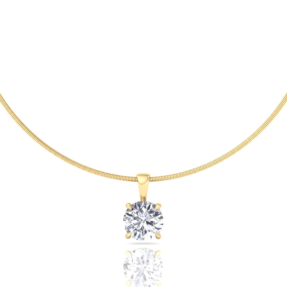 Round-Cut Lab Grown Diamond Necklace on A Omega Chain- 3CT
