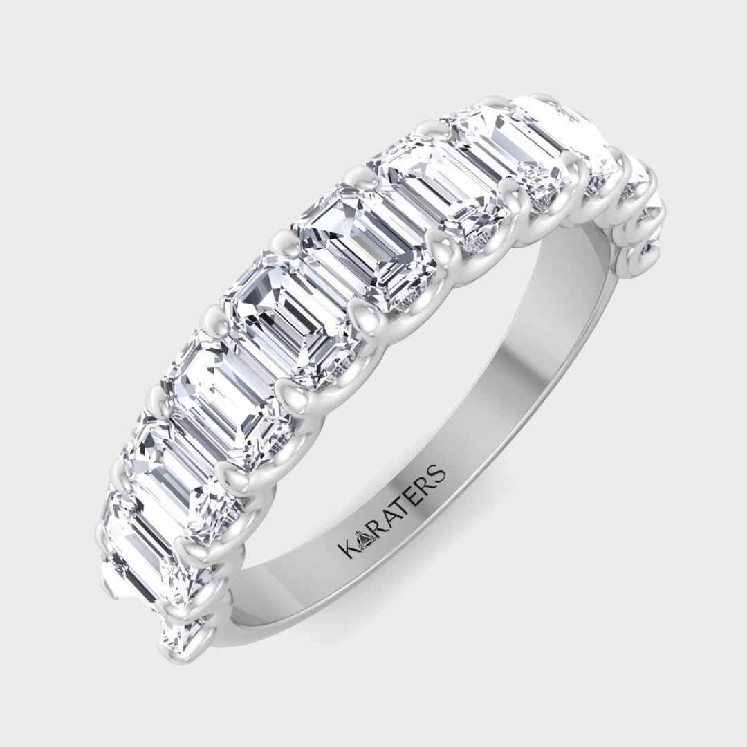 Zamora - Emerald Cut Lab Grown Diamond Semi/Halfway Eternity Band