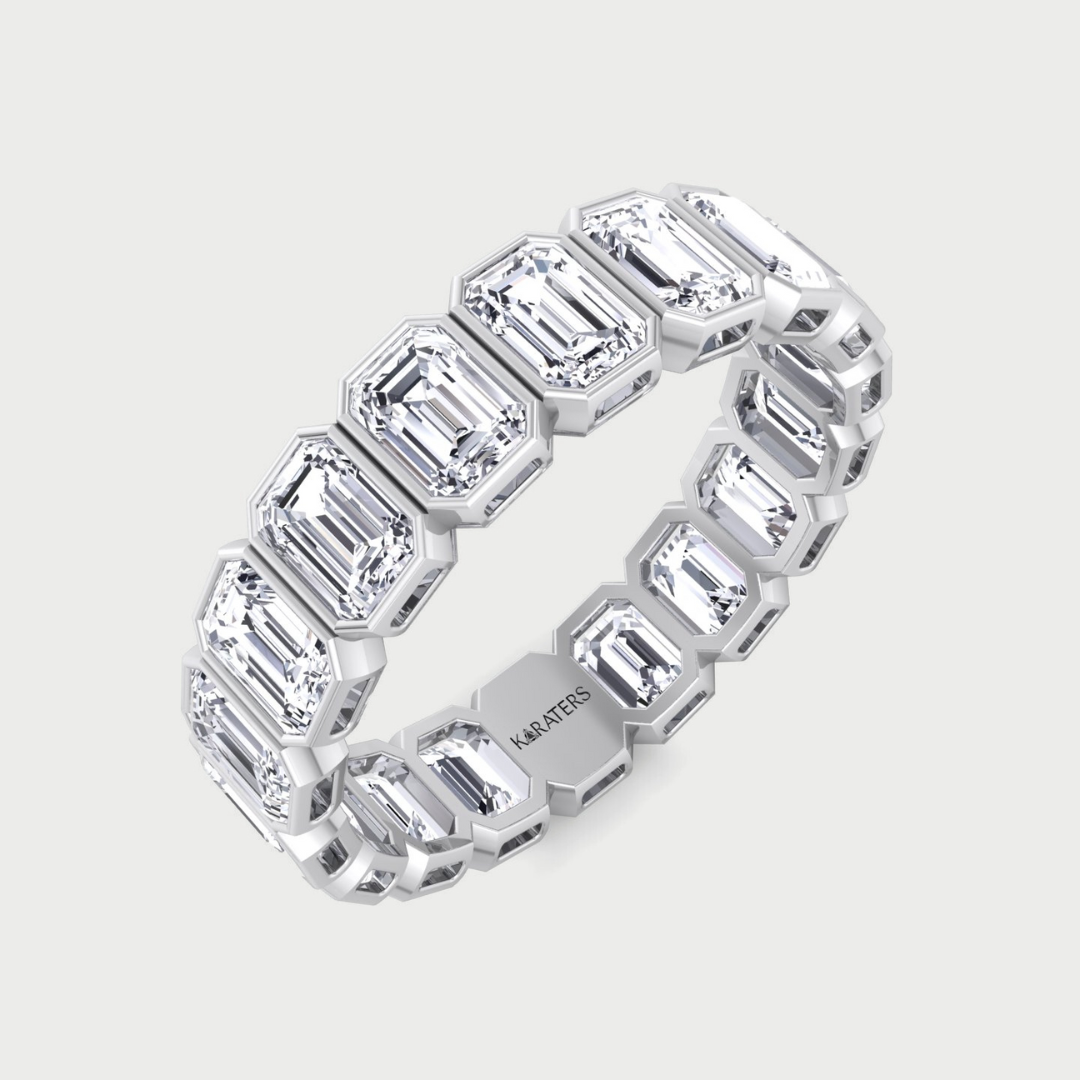 Bezel Set Emerald Shape Lab Grown Diamond Eternity Band