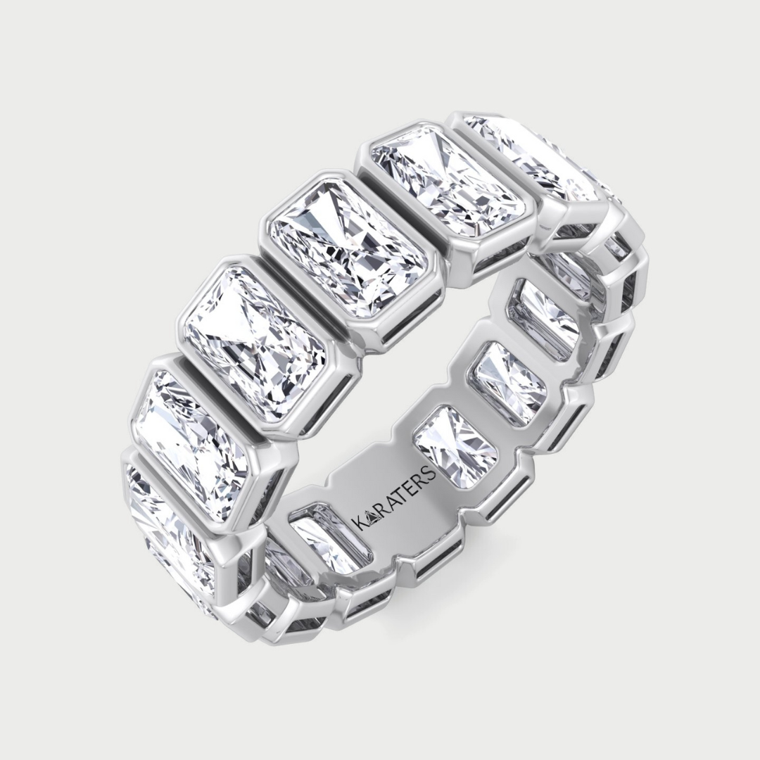 Bezel Set Radiant Shape Lab Grown Diamond Eternity Band