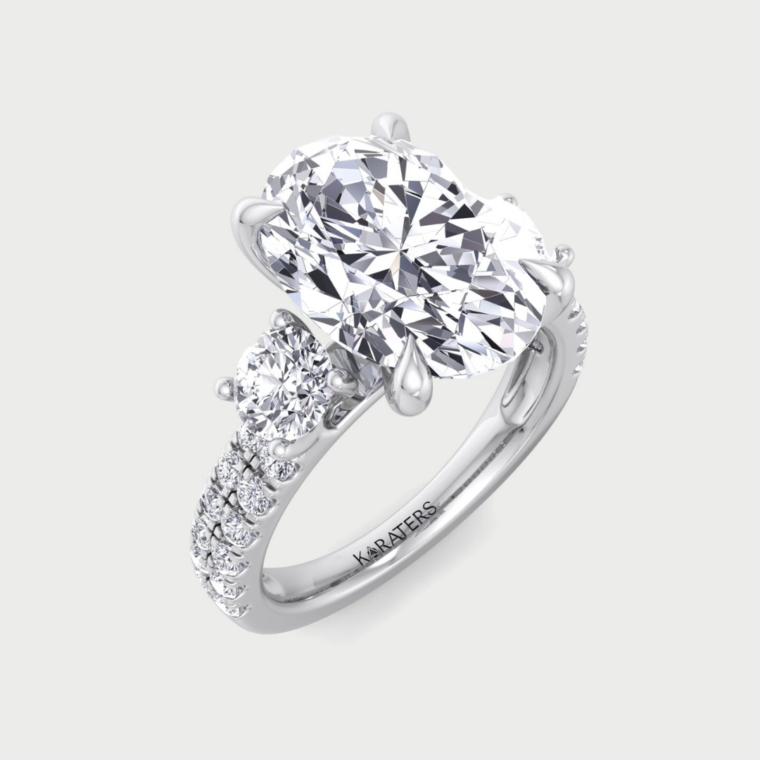 Double Row Round & Oval Lab-Grown Diamond Engagement Ring