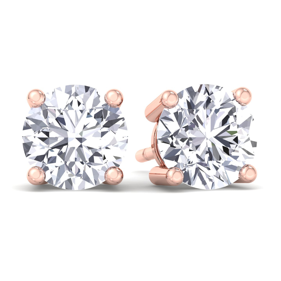 Round Cut  Lab-Grown Diamond Studs Rose Gold 18K