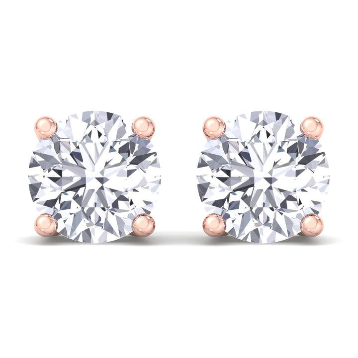 Round Cut  Lab-Grown Diamond Studs Rose Gold