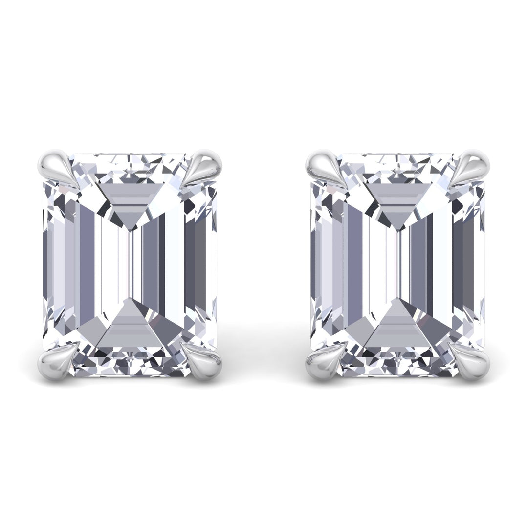 Emerald Cut Lab-Grown Diamond Studs White Gold 14K 18K