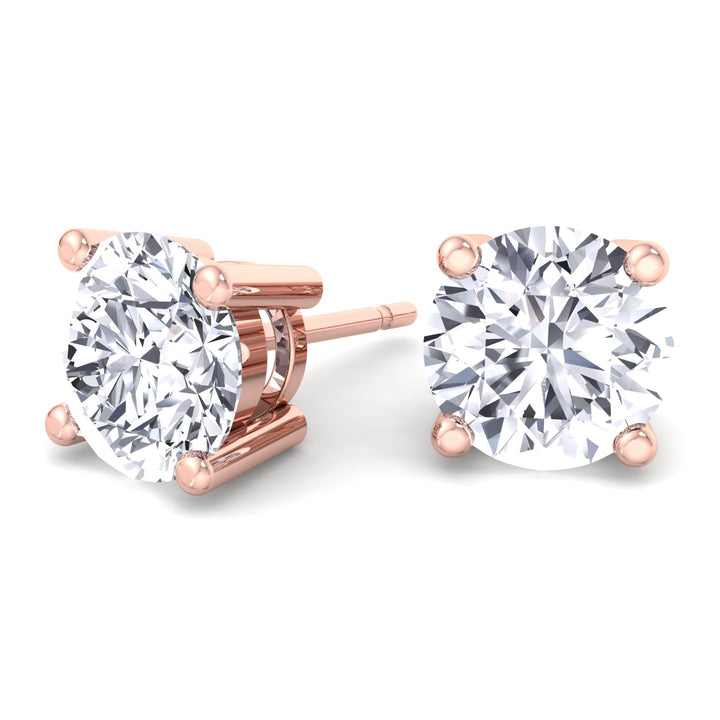 Round Cut  Lab-Grown Diamond Studs Rose Gold 14K