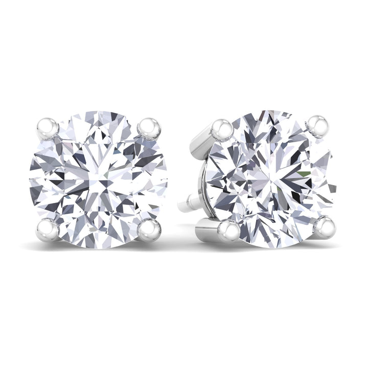 Round Cut  Lab-Grown Diamond Studs White 18K