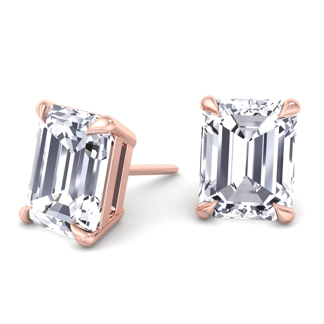 Emerald Cut Lab-Grown Diamond Studs Rose Gold 18K
