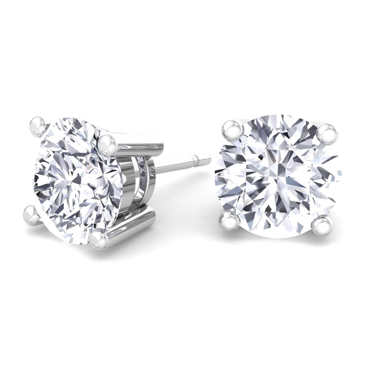 Round Cut  Lab-Grown Diamond Studs White 14K
