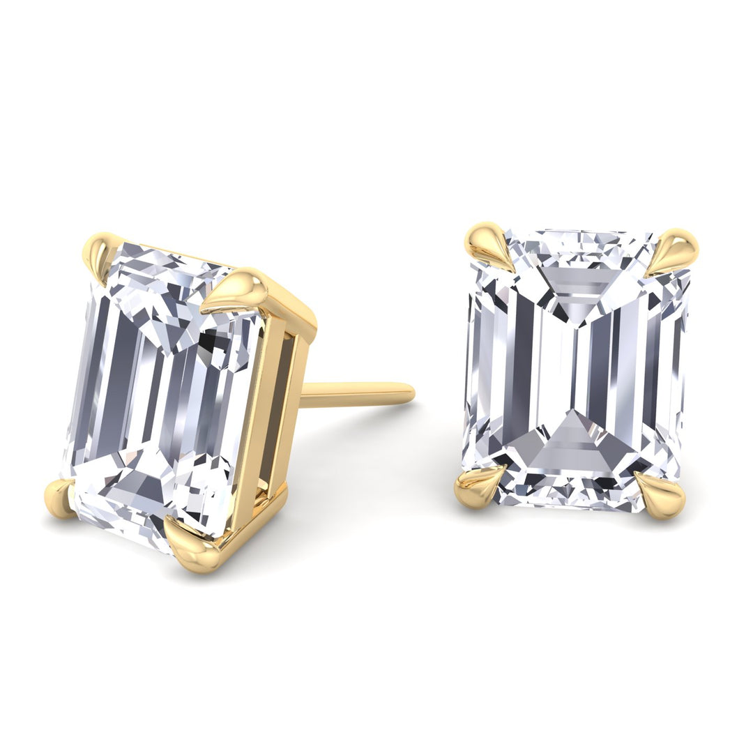 Emerald Cut Lab-Grown Diamond Studs Yellow Gold 18K