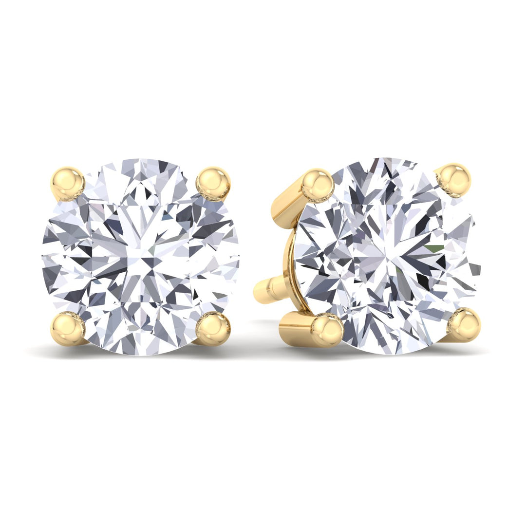 Round Cut  Lab-Grown Diamond Studs Yellow Gold  14K