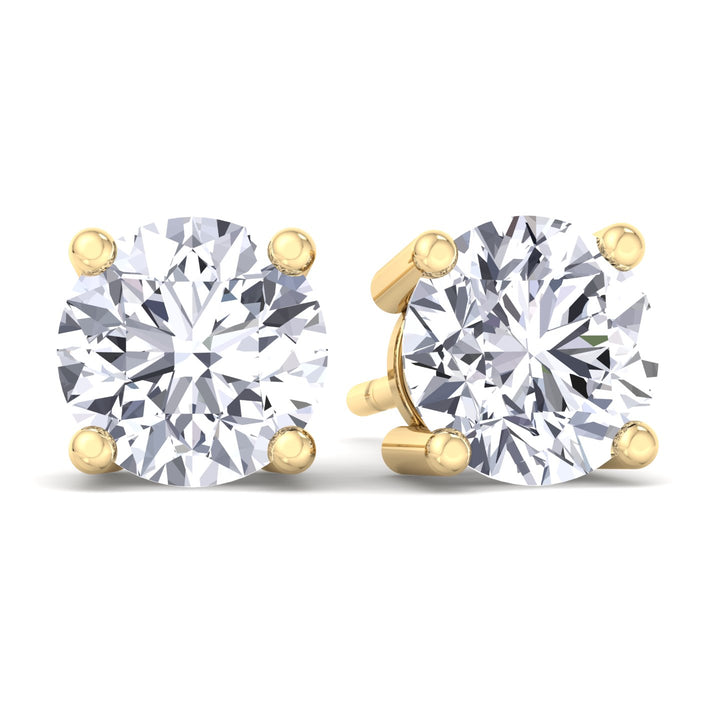Round Cut  Lab-Grown Diamond Studs Yellow Gold  14K