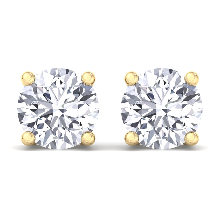 Round Cut  Lab-Grown Diamond Studs Yellow Gold