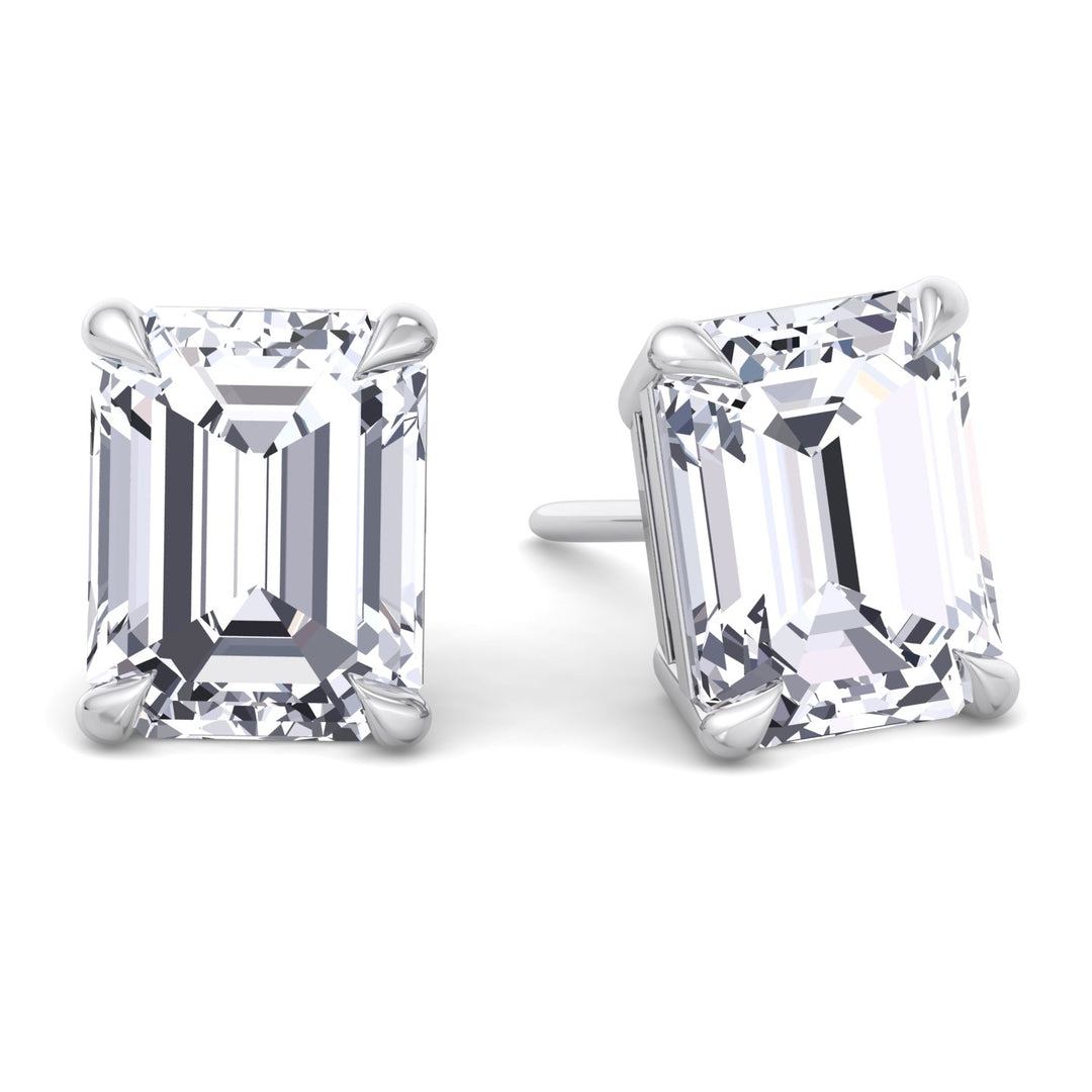 Emerald Cut Lab-Grown Diamond Studs White Gold 14K
