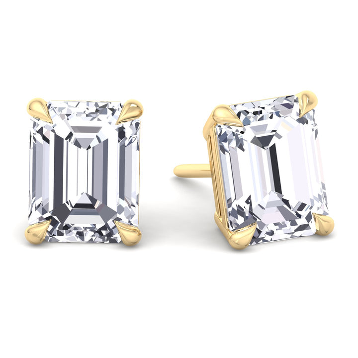 Emerald Cut Lab-Grown Diamond Studs Yellow Gold 14K
