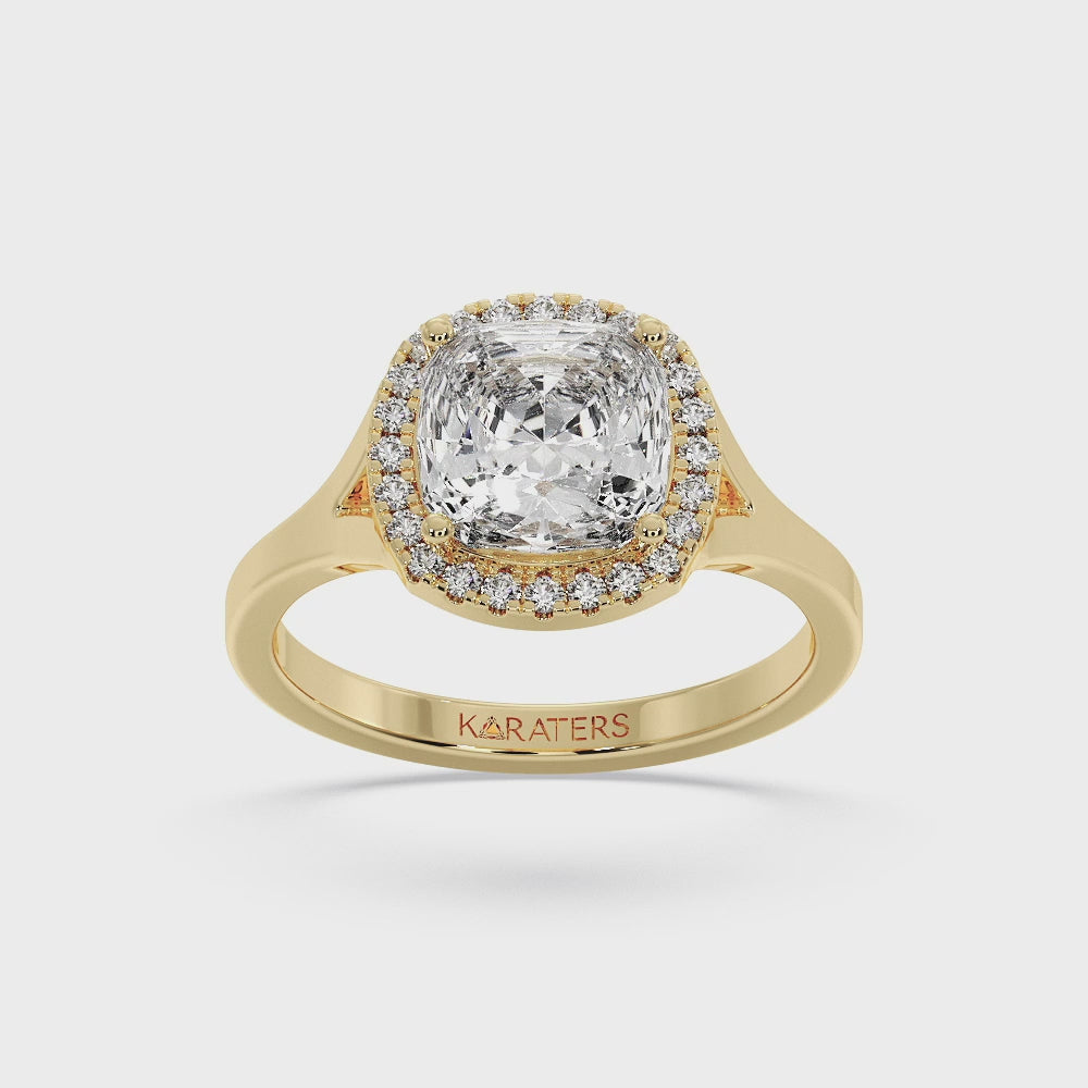 Cushion Lab Diamond Solitaire Yellow
 Ring Halo