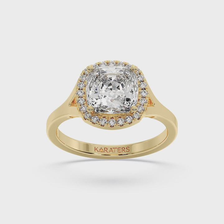 Cushion Lab Diamond Solitaire Yellow
 Ring Halo