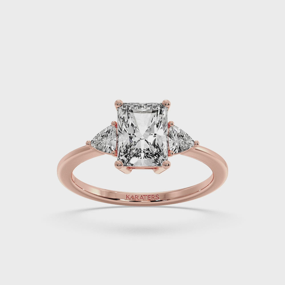 Radiant Lab Diamond Rose Ring Trillion Sidestones