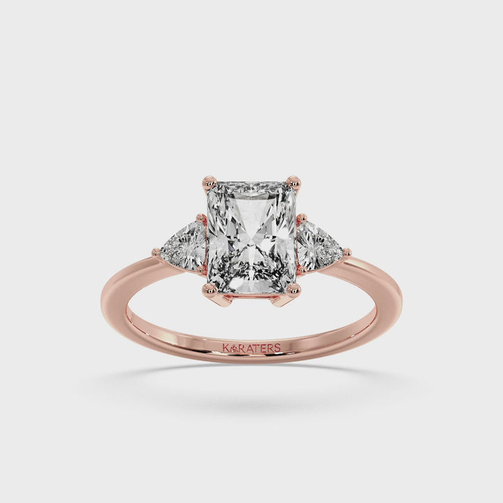 Radiant Lab Diamond Rose Ring Trillion Sidestones