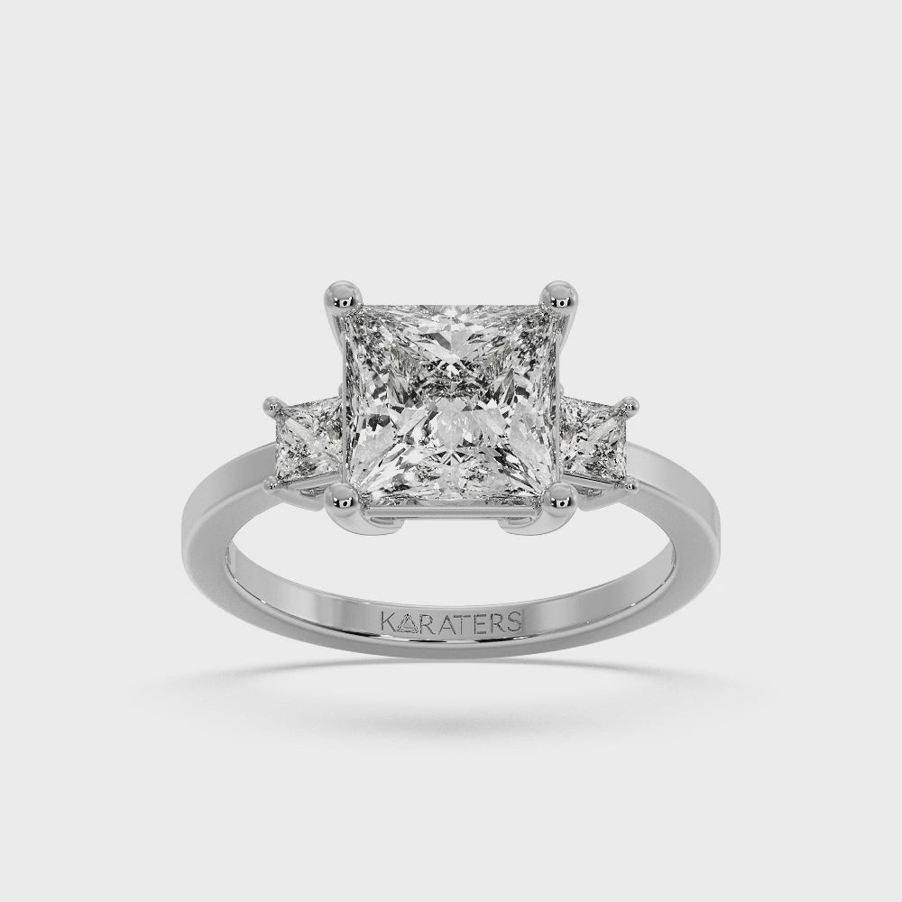 Princess-Cut Lab Diamond Solitaire Ring Halo White