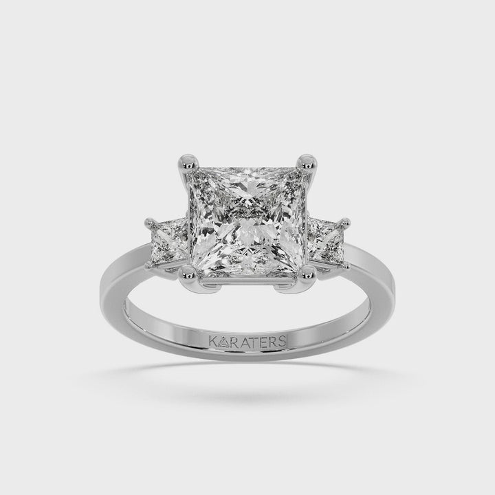 Princess-Cut Lab Diamond Solitaire Ring Halo White