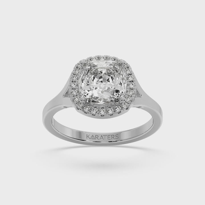 Cushion Lab Diamond Solitaire White 
 Ring Halo