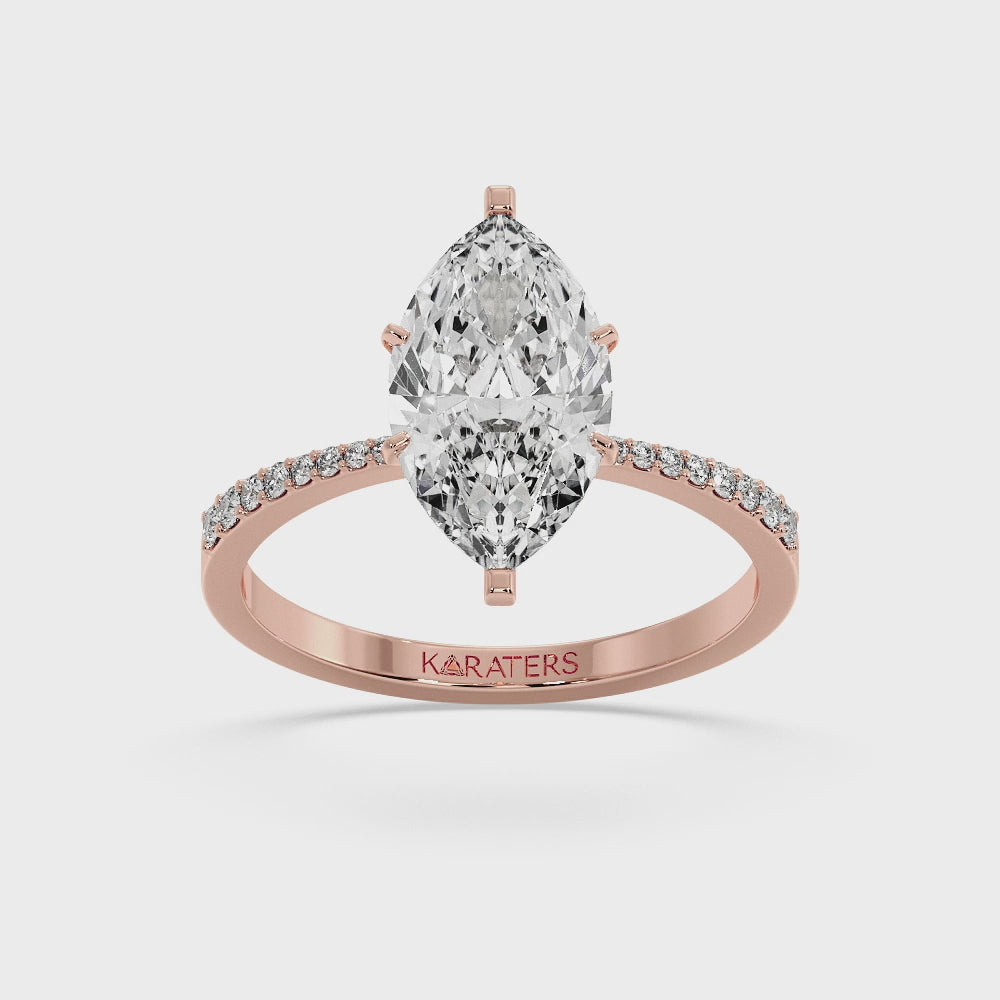 Pasadena-Marquise Cut Lab Grown Diamond Engagement Ring, Rose Gold
