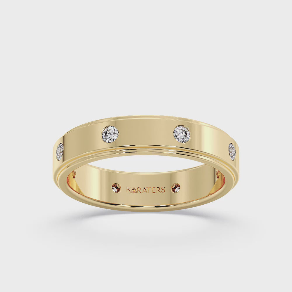 Men Lab Grown Diamond Wedding Band 6mm