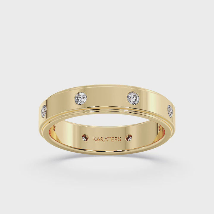 Men Lab Grown Diamond Wedding Band 6mm