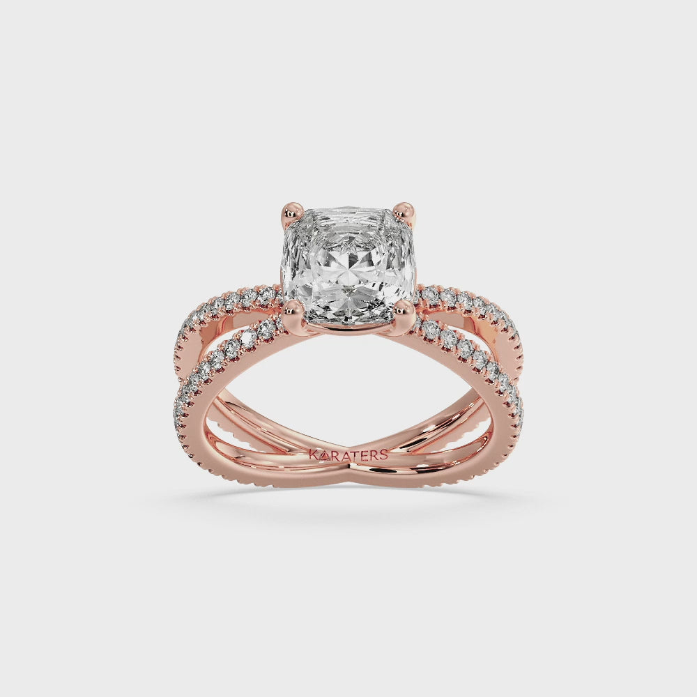 Cushion Lab Diamond Ring Double BAND Rose Gold