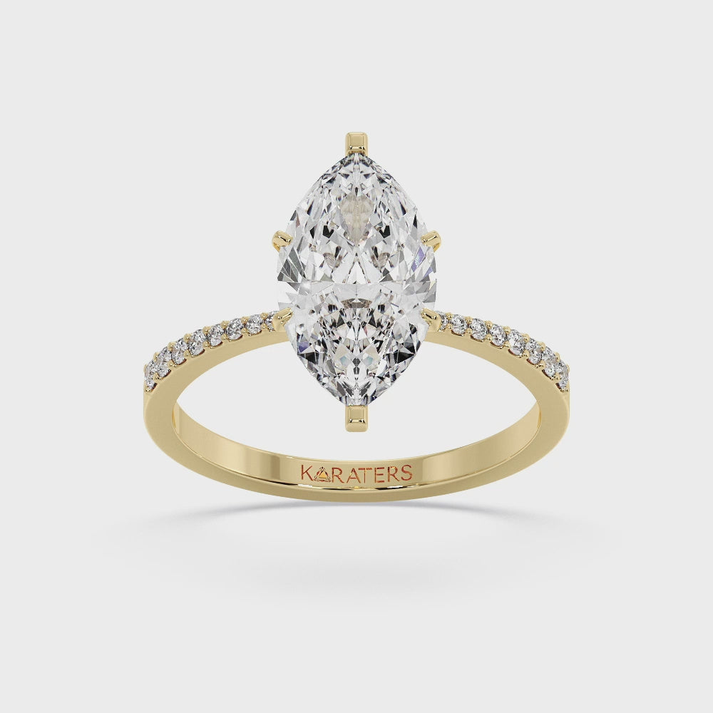 Pasadena -Marquise Cut Lab Grown Diamond Engagement Ring, Yellow Gold