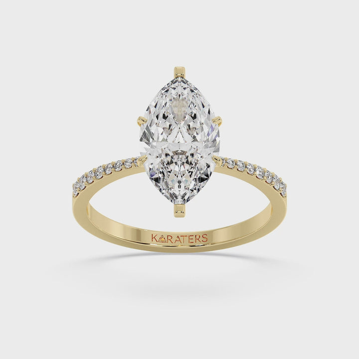 Pasadena -Marquise Cut Lab Grown Diamond Engagement Ring, Yellow Gold