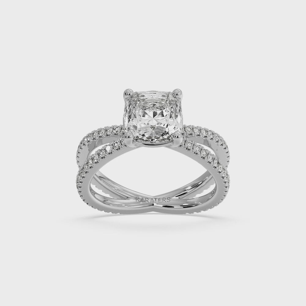 Cushion Lab Diamond Ring Double BAND White Gold