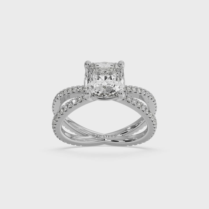 Cushion Lab Diamond Ring Double BAND White Gold