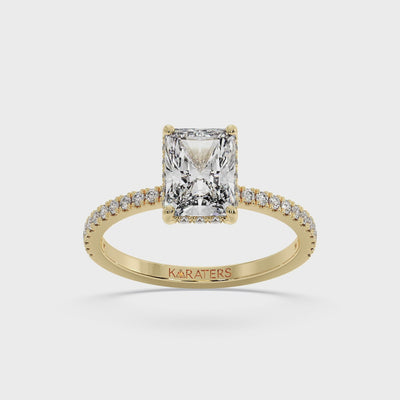 radiant-cut-lab-grown-diamond-engagement-ring-hidden-halo-and-side-stones-yellow-solid-gold