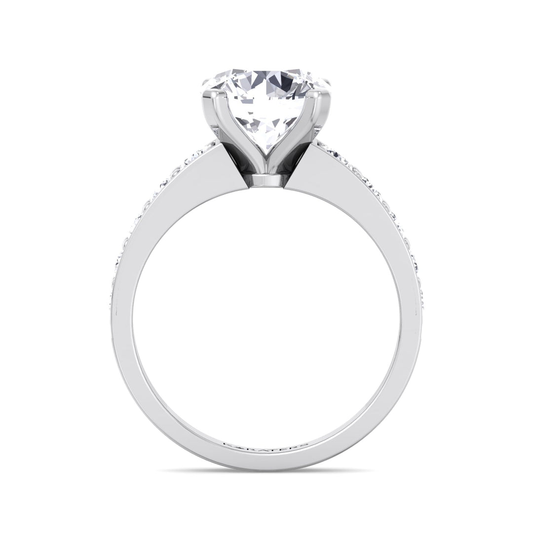 Almere-Round Cut Lab Grown Diamond Engagement Ring, White Gold, Profile