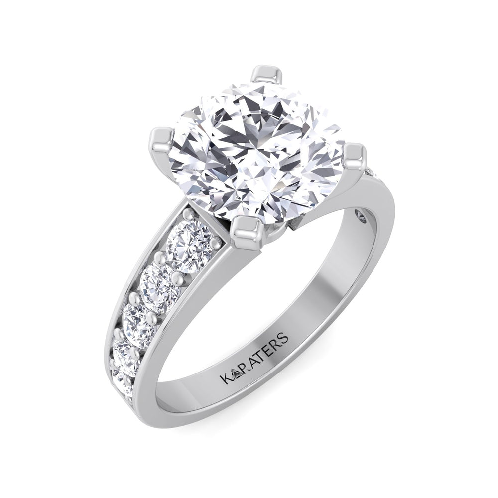 Almere - Round Cut Lab Diamond Engagement Ring, White Gold, Top Down