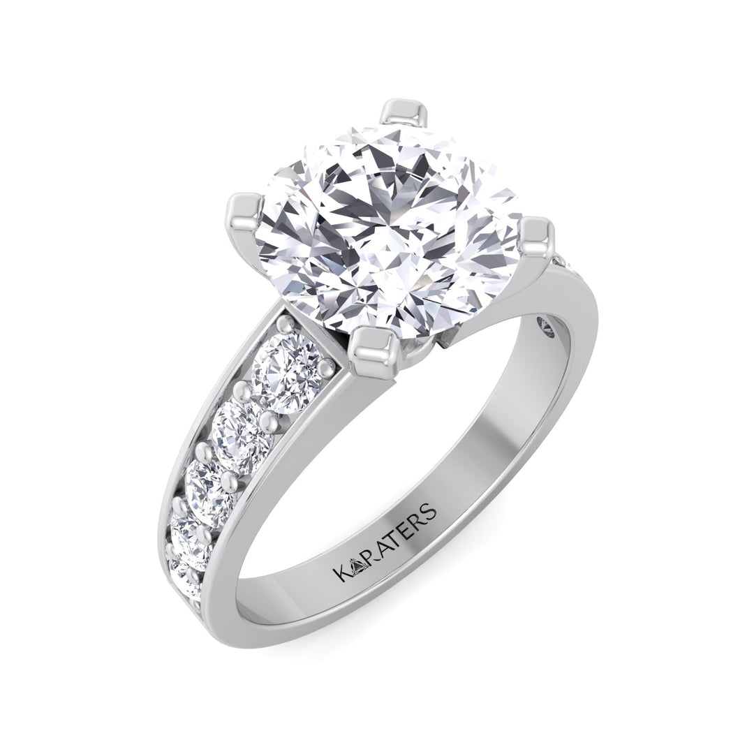Almere - Round Cut Lab Diamond Engagement Ring, White Gold, Top Down