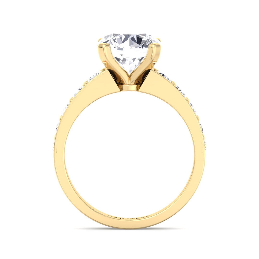 Almere - Round Cut Lab Diamond Engagement Ring, Yellow Gold, Profile
