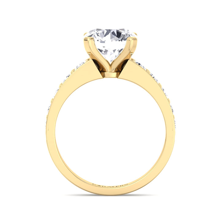 Almere - Round Cut Lab Diamond Engagement Ring, Yellow Gold, Profile
