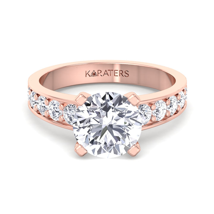 Almere - Round Lab Diamond Engagement Ring, Rose Gold, Front